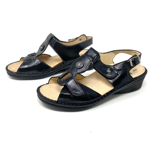FINN COMFORT ADANA BACKSTRAP SANDAL BLACK PATENT - Picture 1 of 9